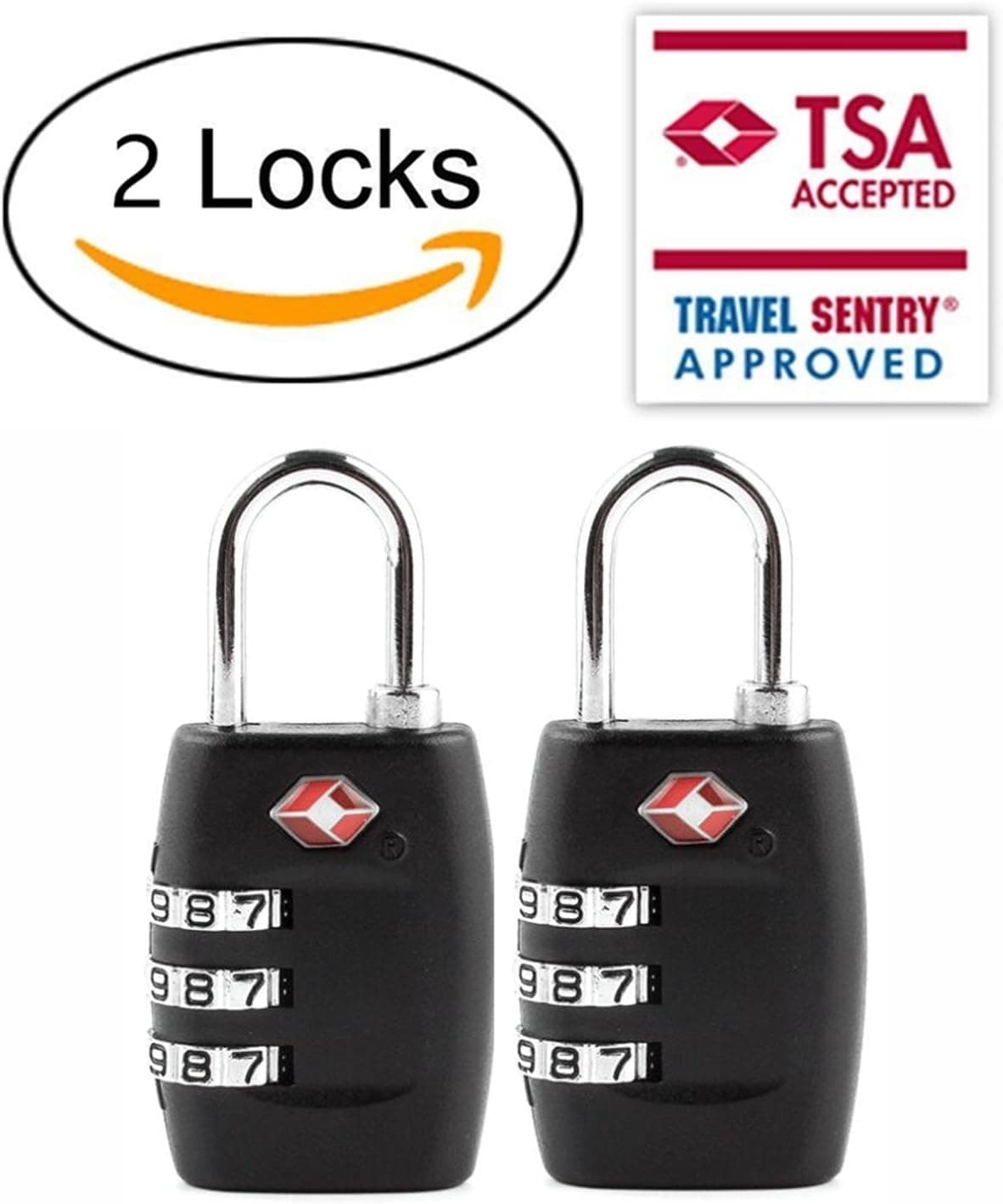 DUEPLAY 2x TSA Approve Luggage Lock 3 code Combination Travel Suitcase Padlock
