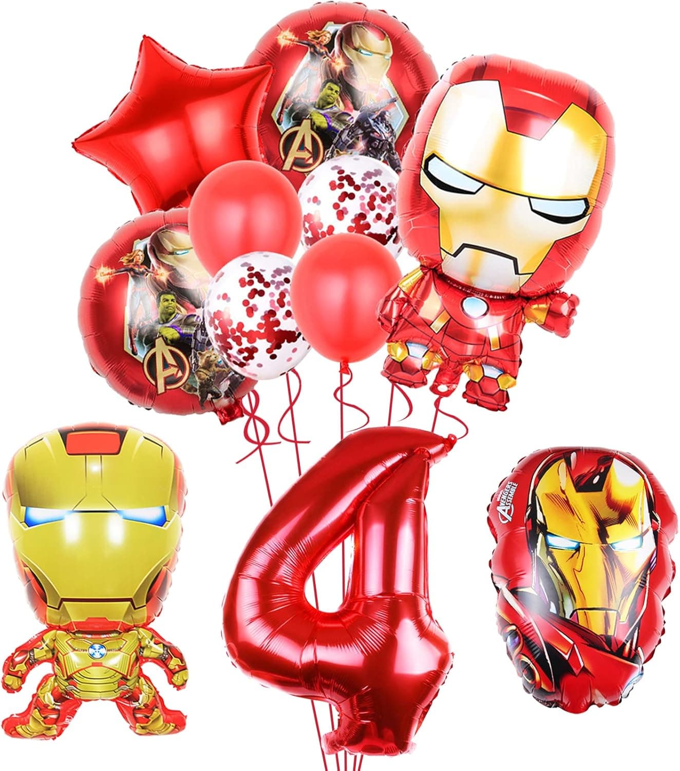 Iron-Man Party Supplies, Superhero Birthday Party Balloons Decorations, Party Balloons with Digital, 4th Birtyday Party Decorations Balloons for Boys or Girls (4th)
