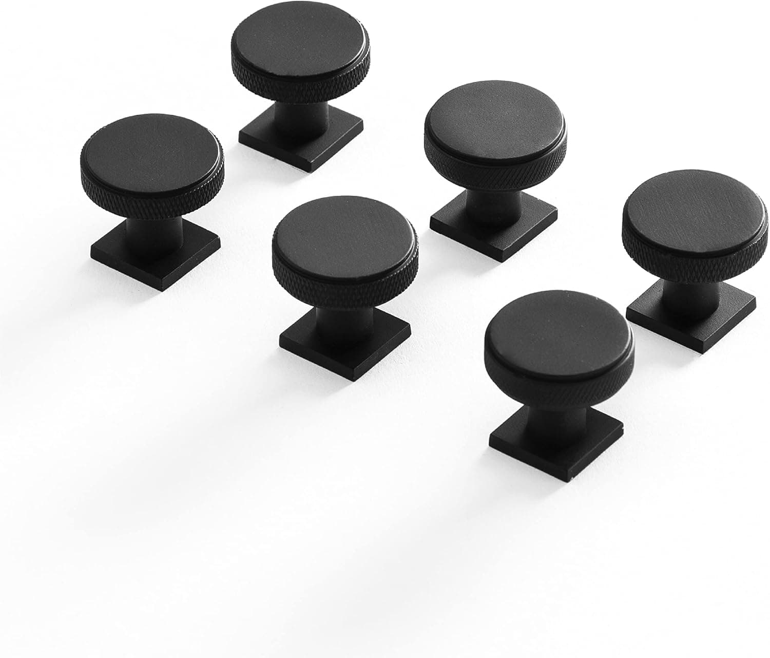 BINO | 6-Pack Cabinet Knobs - 1.2" Diameter (30mm), Matte Black | Dresser Knobs | Drawer Knobs | Kitchen Cabinet Knobs for Cabinets and Drawers | Knobs for Dresser Drawers | Cabinet Door Knobs