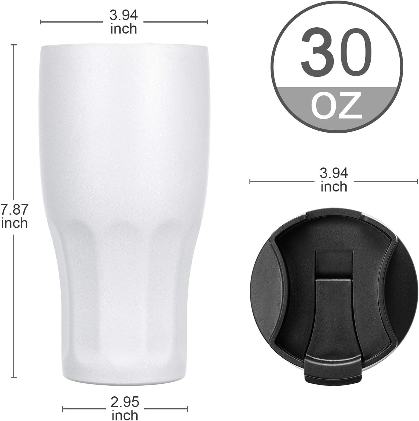MEWAY 30oz Tumblers with Lid,Set of 4,Insulated Stainless Steel Travel Tumbler Coffee Mug,Household Double-Layer Coffee Cup, Office/New Coffee Mug (White,4)