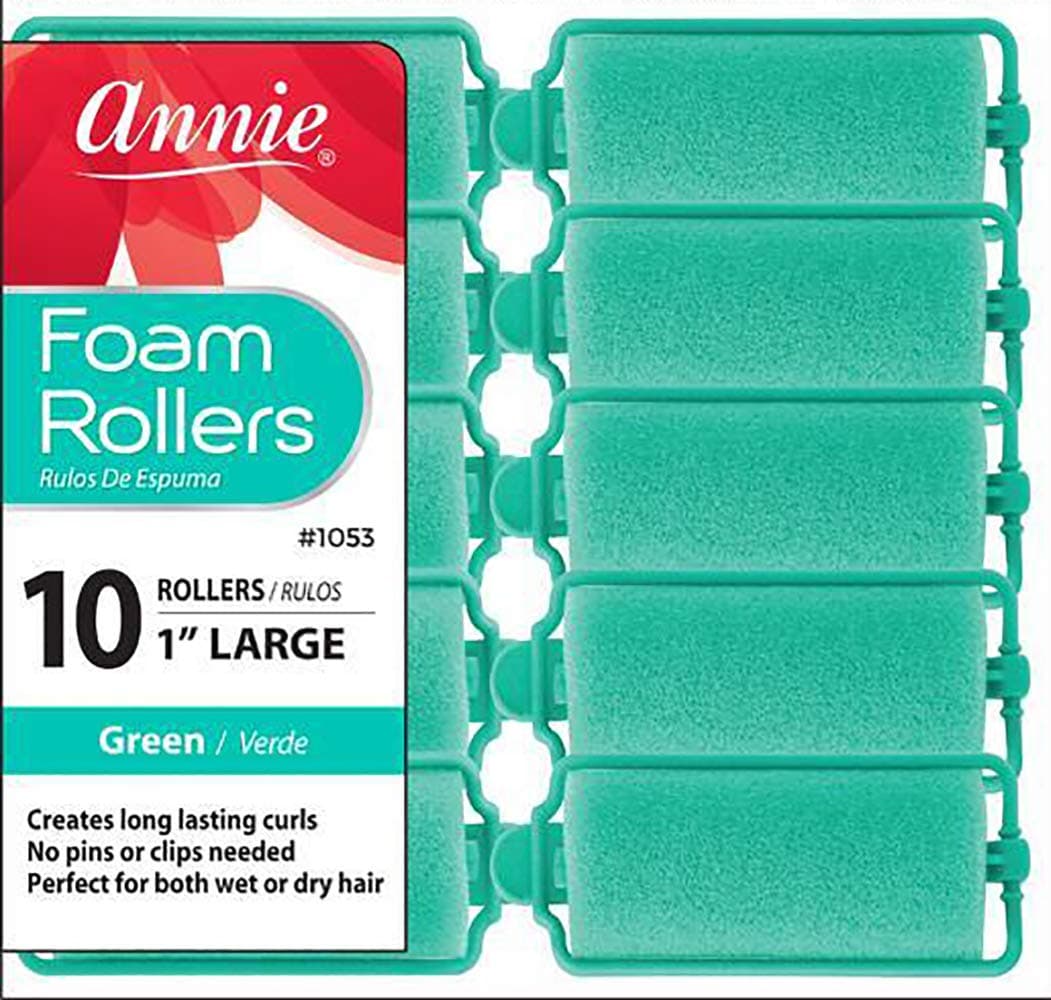 Annie Foam Rollers Large 10Ct Green