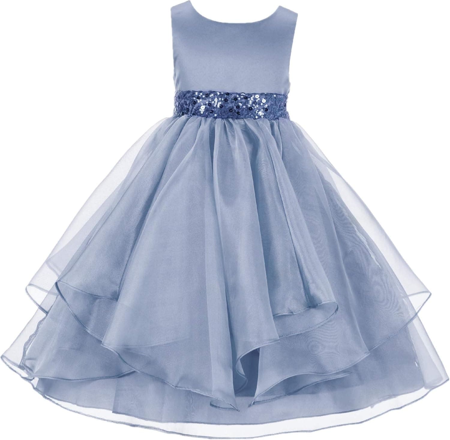 ekidsbridal Asymmetric Ruffled Organza Sequin Flower Girl Dress Toddler Girl Dresses