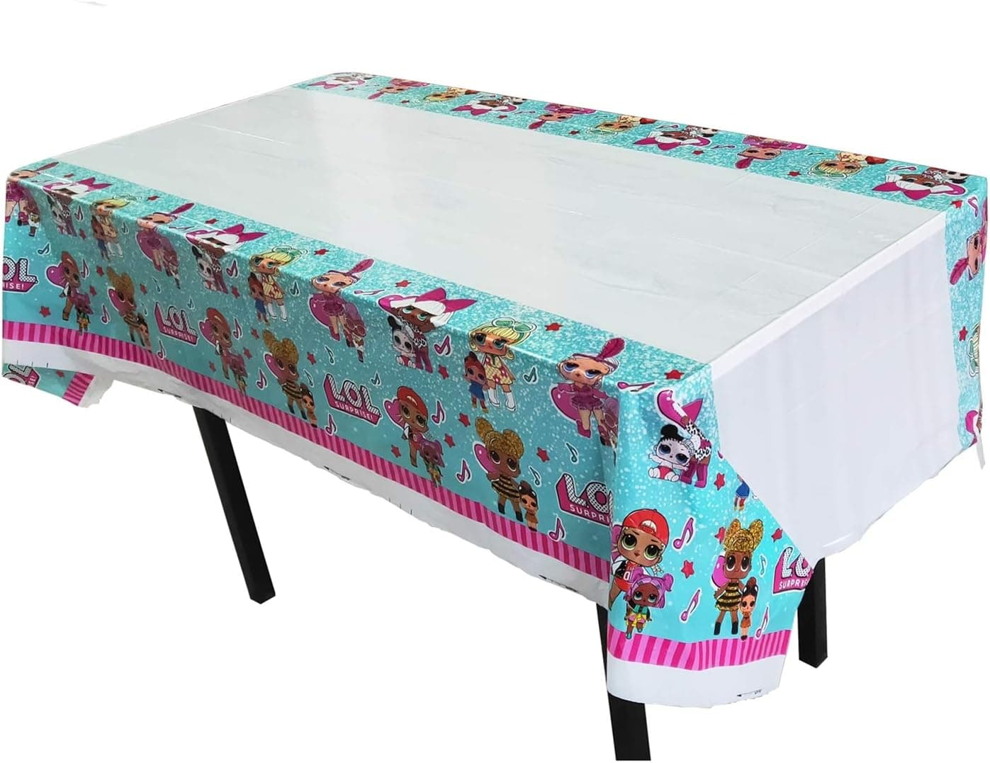 Yurnoet 2pcs lo.l Themed Birthday Party Decorations – Disposable l.ol Plastic Tablecloth | 70.8 x 42.5”, Disposable Table Cover |lo.l Party Supplies for Kids