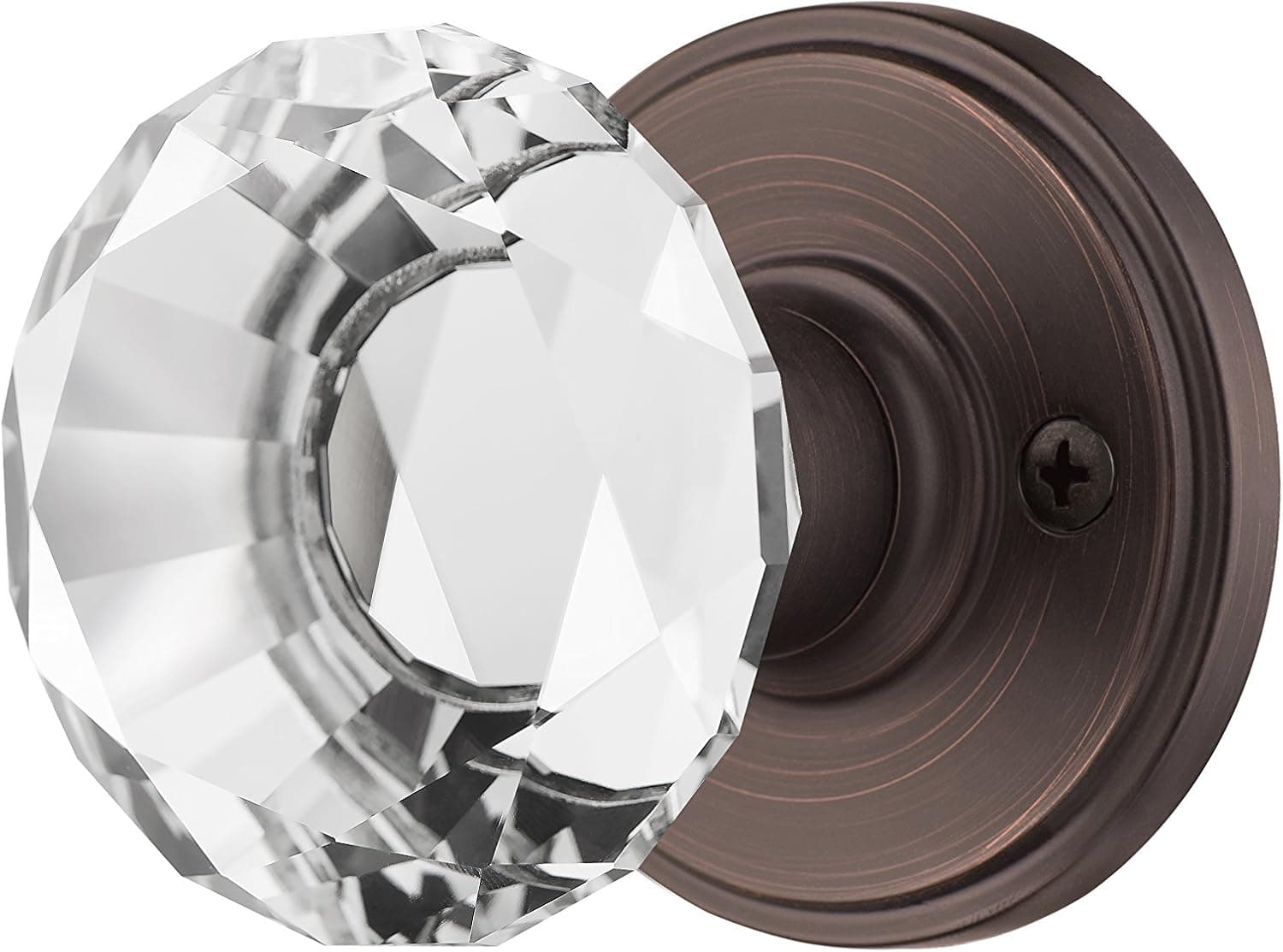 Decor Living, AMG and Enchante Accessories, Diamond Crystal Door Knobs with Lock, Privacy Function for Bed and Bath, Venus Collection, Venetian Bronze