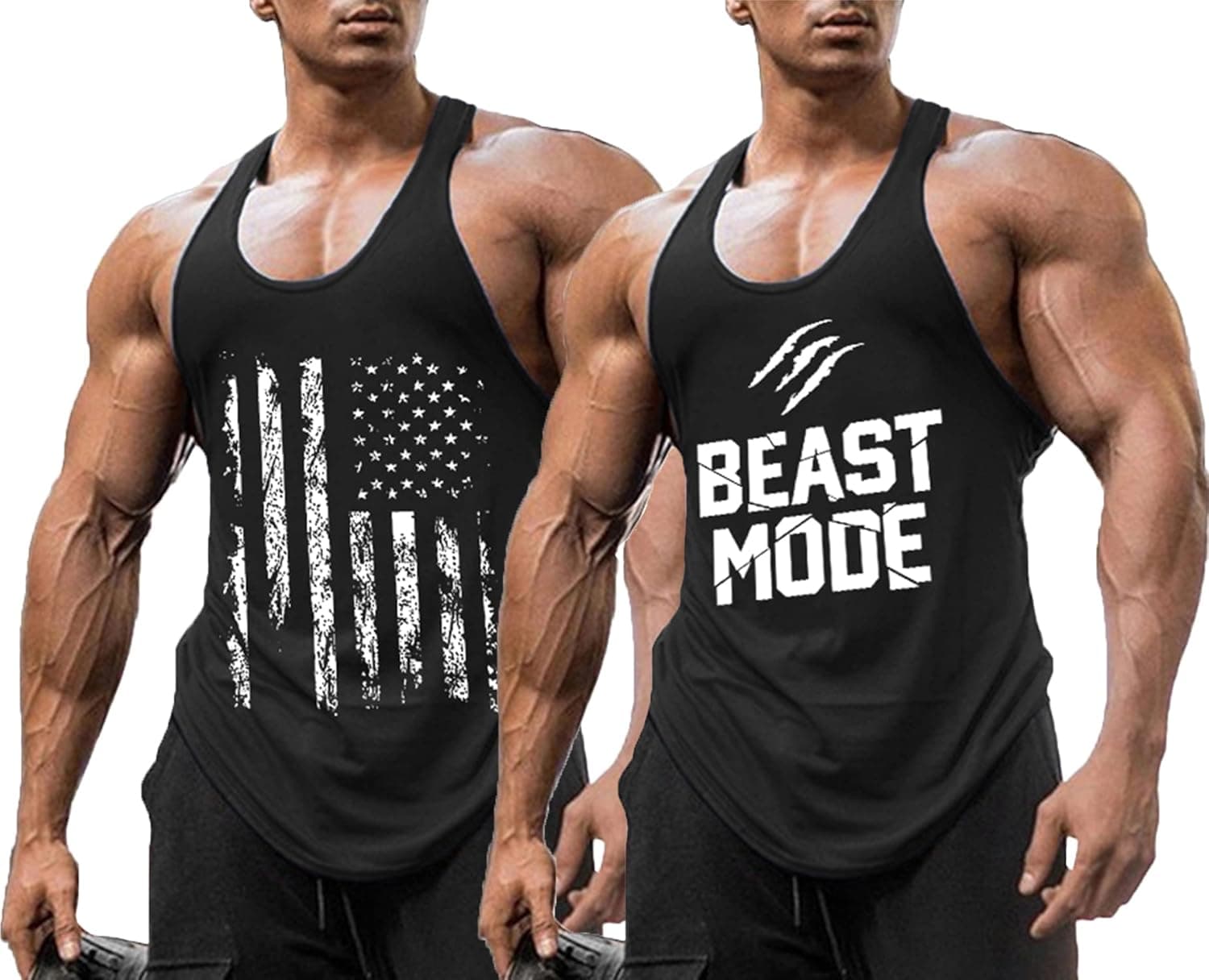 Babioboa Men's 3 Pack Gym Workout Tank Tops Y-Back Muscle Tee Stringer Bodybuilding Sleeveless T-Shirts