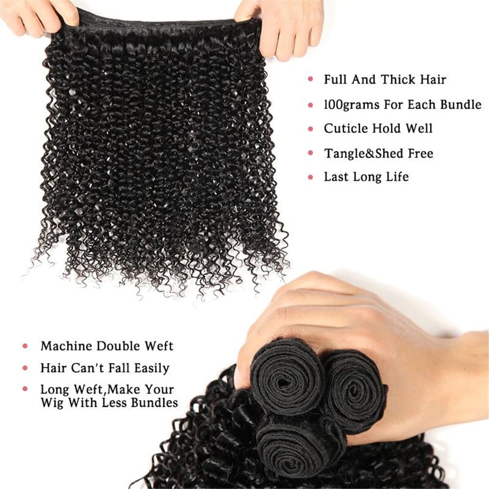 8-40inch Peruvian Kinky Curly Bundles 100% Virgin Jerry Curl Human Hair Bundles Remy Wet and Wavy Human Hair Weave Bundles Queen Plus Hair (18 20 22 with 16inch, curly bundles)