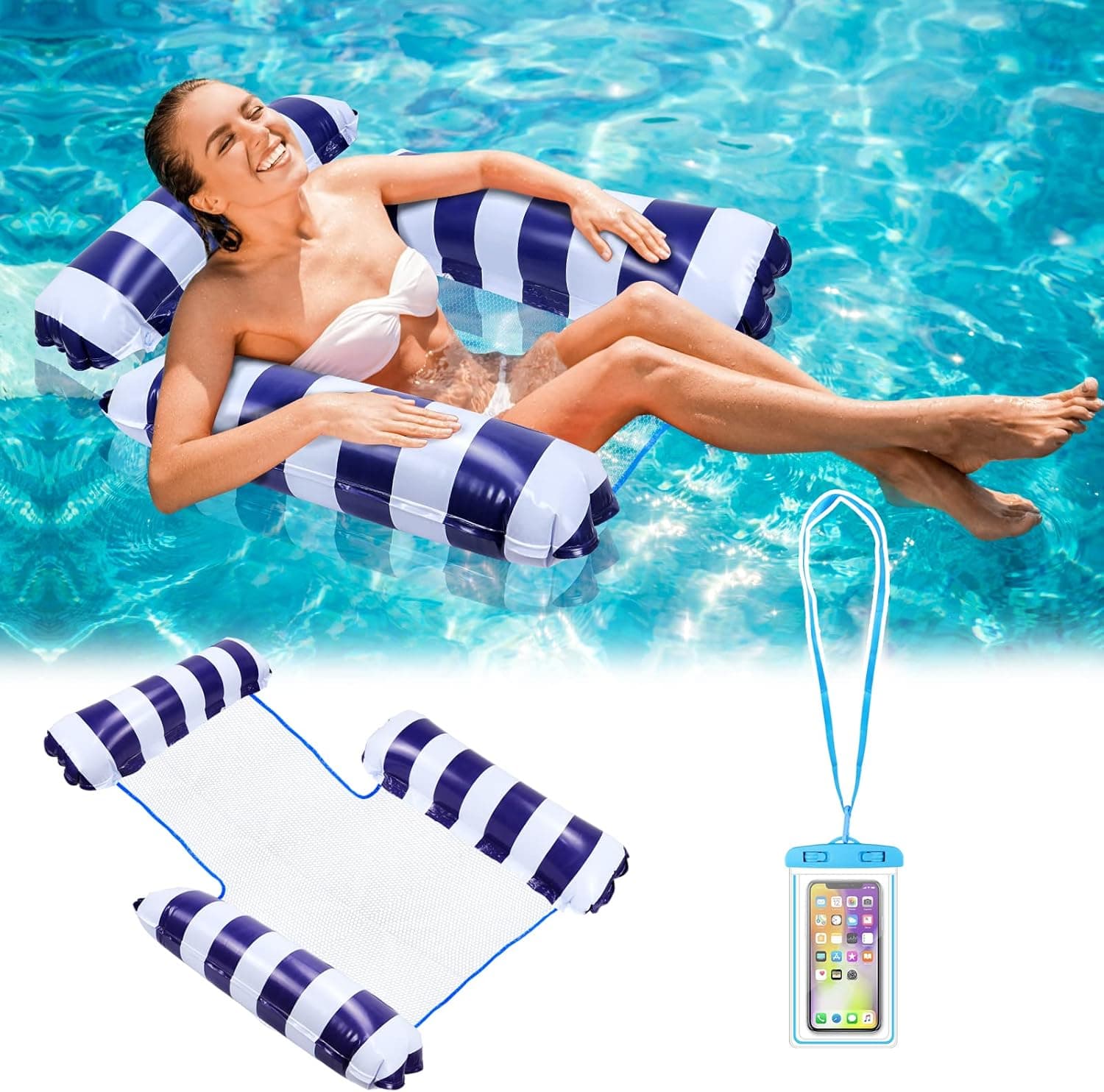 Hysagtek 4-in-1 Floating Water Hammock for Swimming Pool, Inflatable Pool Floats Chair, Swimming Lounger, Multi Purpose Pool Float Lounger Chair, Saddle, Hammock, Drifter