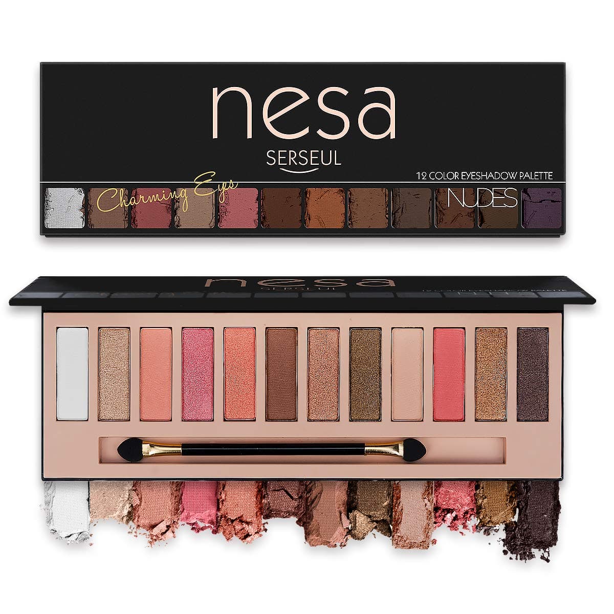 Serseul Eyeshadow Palette 12 Color Highly Pigmented Matte Shimmer Eye Makeup Pallet Creamy Texture Blendable and Long Lasting Cruelty Free Eyeshadow Nude C