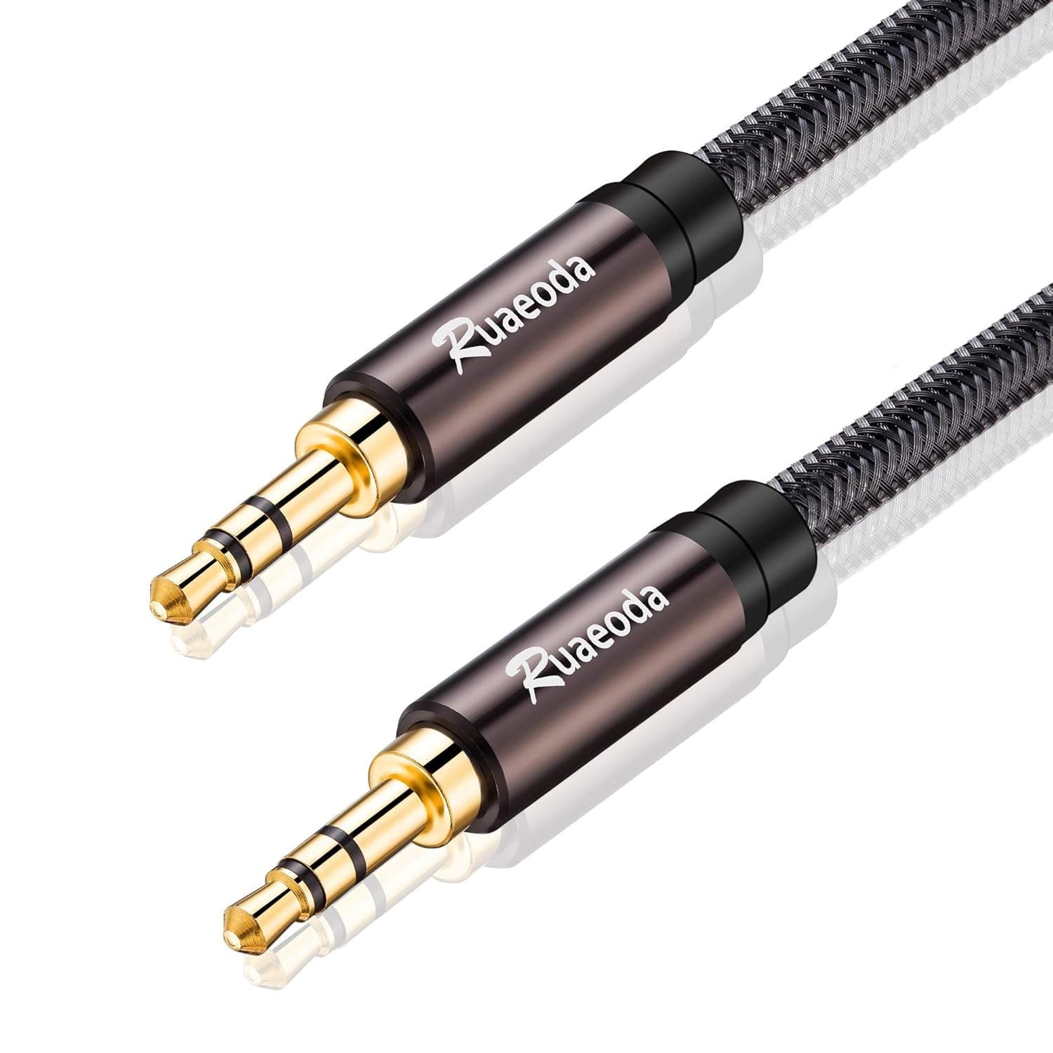 Ruaeoda 3.5mm Headphone Cable 12 Feet, Double Shielded Aux Cable 3 .5mm Male to 3.5mm Male Stereo Audio Cable 12 Foot Long Headphone 1/8 Cord