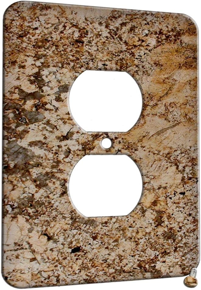 Granite Solarius Pattern on Metal Wall Plate - 1 Gang Duplex AC