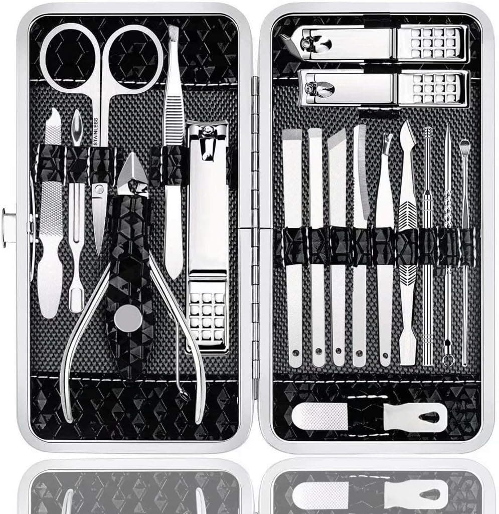 Manicure Set Nail Clippers Pedicure Kit - Stainless Steel Manicure Kit, Professional Grooming Kit, Nail Care Tools with Luxurious Travel Case (18-nail kit)