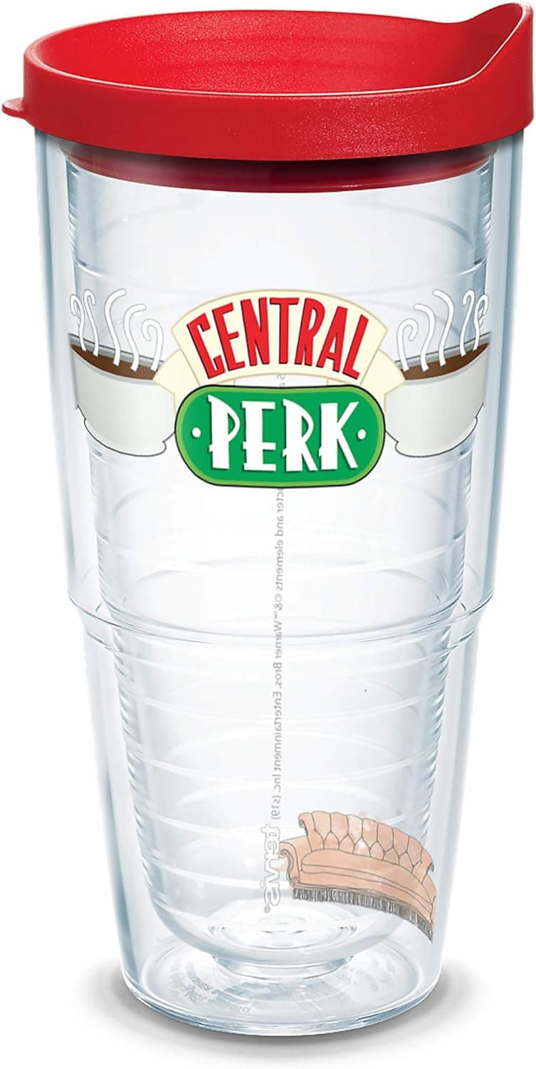 Tervis Warner Bros Friends Central Perk Insulated Tumbler with Wrap and Red Travel Lid, 24 oz, Classic