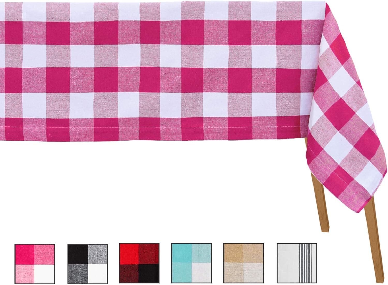 Pink Plaid Tablecloth - Pink Cotton Tablecloth - Checkered Tablecloth - Buffalo Plaid Pink Tablecloth - Large Table Cloths Rectangle - Easterday Tablecloth ((63 X 126), (Pink and White))