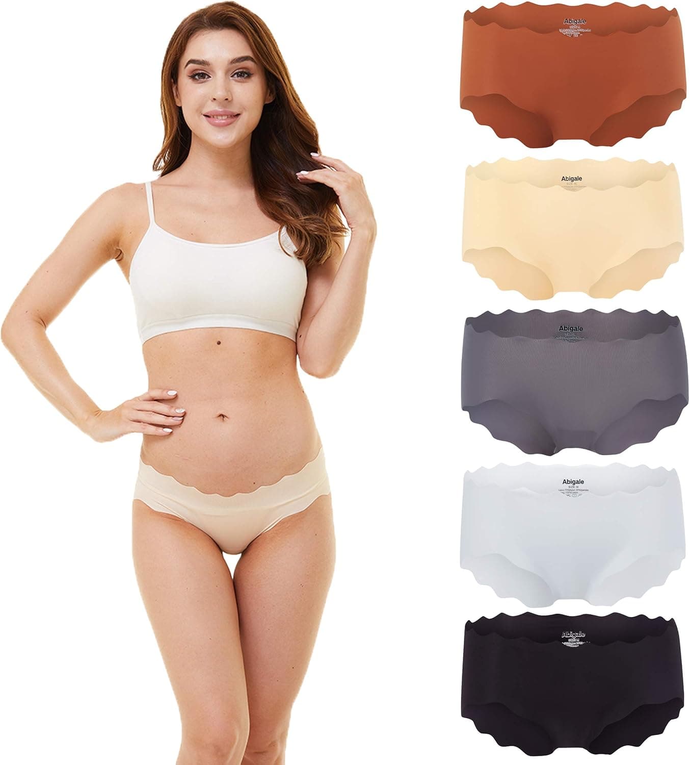 Abigale Women's Seamless Stretch Underwear Invisibles Hipster Bikini Panty 5Pack