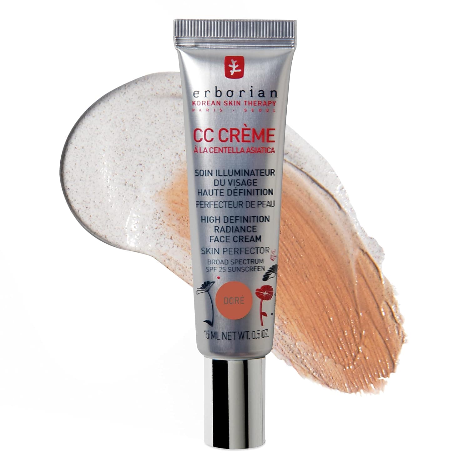 Erborian Color Correcting CC Cream With Centella Asiatica, Light Multi-Purpose Facial Concealer With Illuminating Finish Soothes & Hydrates - SPF Korean Skincare Skin Perfector