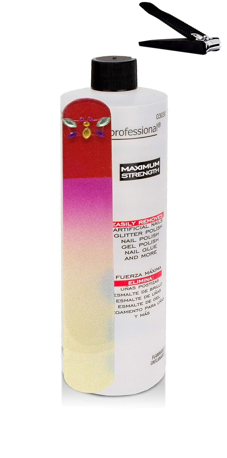 Onyx Professional Acetone nail polish remover with wide nail file and clipper, 16 Fl Oz