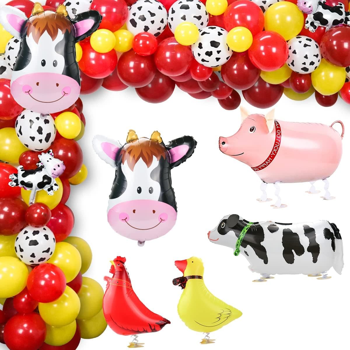 Farm Tractor Birthday Party Supplies, Red Green Tractor party Decorations for Farm Tractor Themed Party Favors, Tractor Balloon With Happy Birthday Banner, Cupcake Toppers, Balloons (Green)