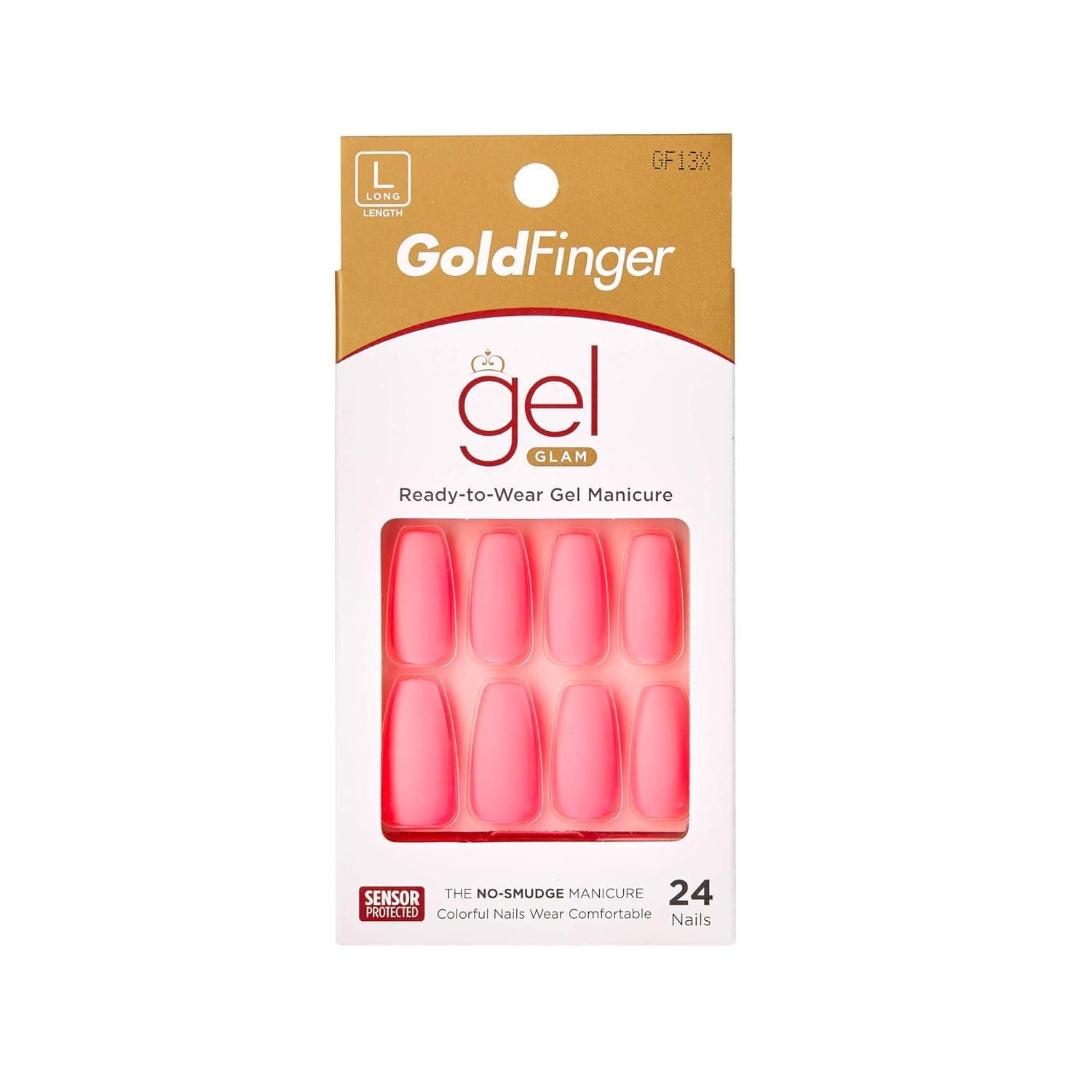 KISS Gold Finger Gel Glam Ready-to-Wear Gel Manicure 24 Nails Matte Finish Ballerina GF13X (GF13X)
