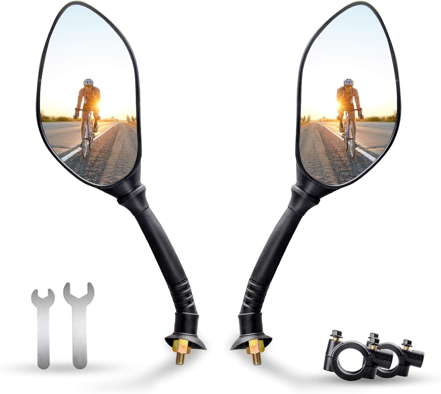 ANVAVA Bike Mirror, Bike Rear View Mirror, Bike Mirror Handlebar Mount,Round Wide Angle Rear View Shockproof Convex Mirror Universal for Most Bicycle-Glass Lens, HD, Anti-Shake - 1 Pair