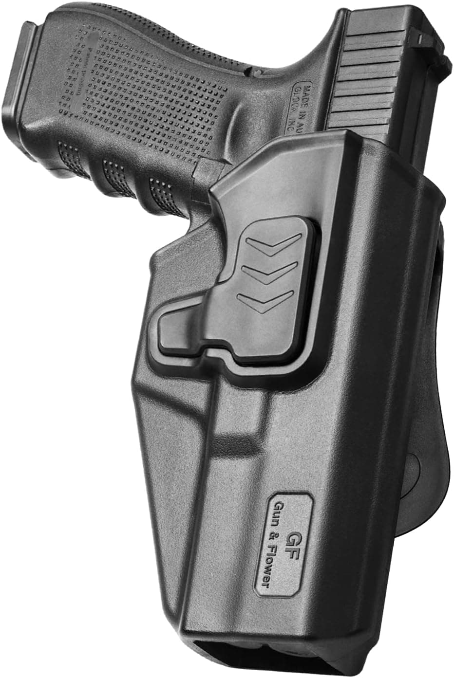 Compatible with Glock 17 Holster, Polymer OWB Holster Fits G17/19/31/32(Gen1-5), G22/23 (Gen 1-4), G19x/45. Open Carry Holster for Outside Waistband, Level II Retention/360 Adjustable. Right Hand Retention/360 Adjustable. Right Hand