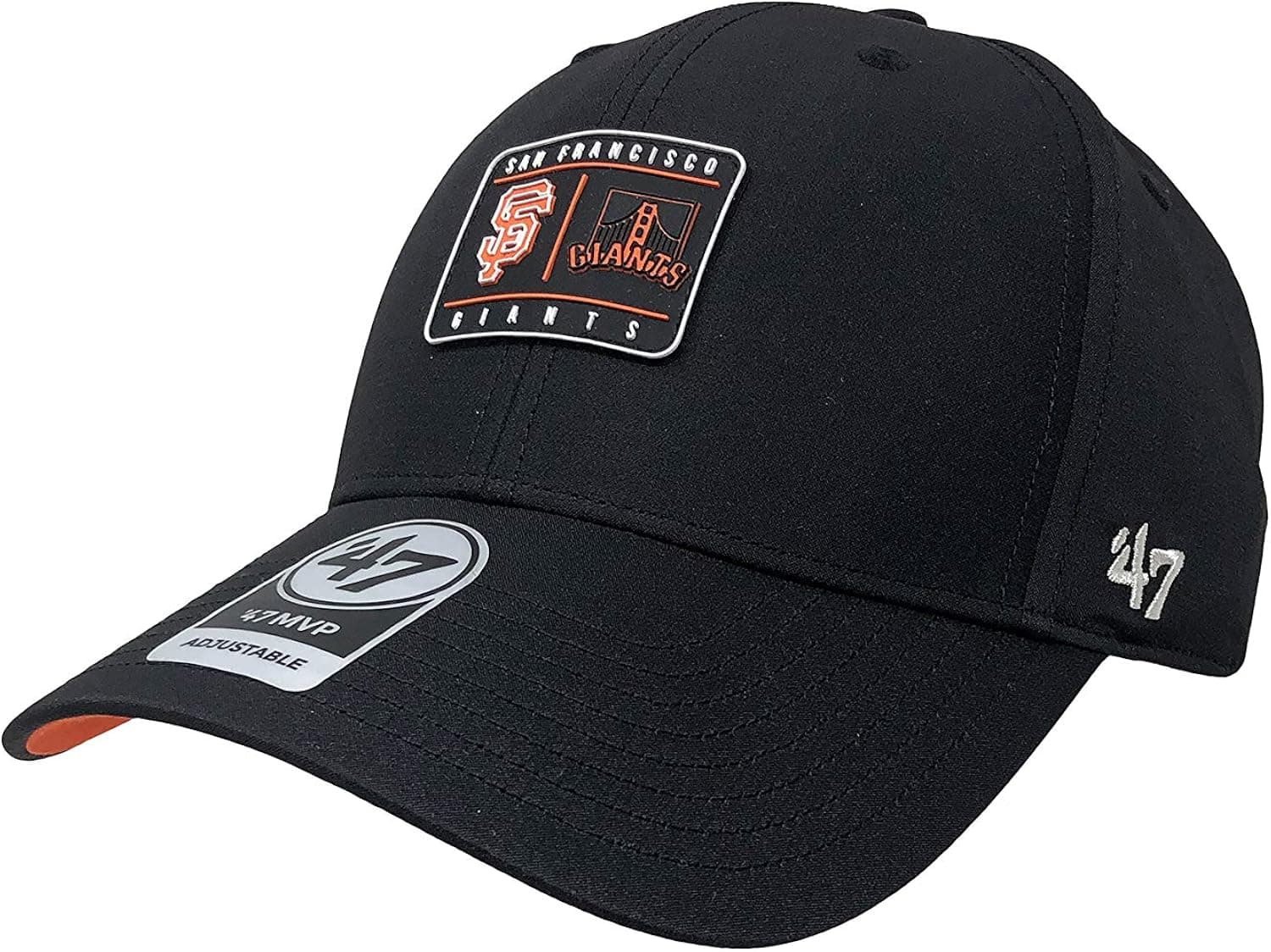 '47 San Francisco Giants Clean Up Hat Adjustable Curve Brim Cap (One Size, Black Silicone Patch)
