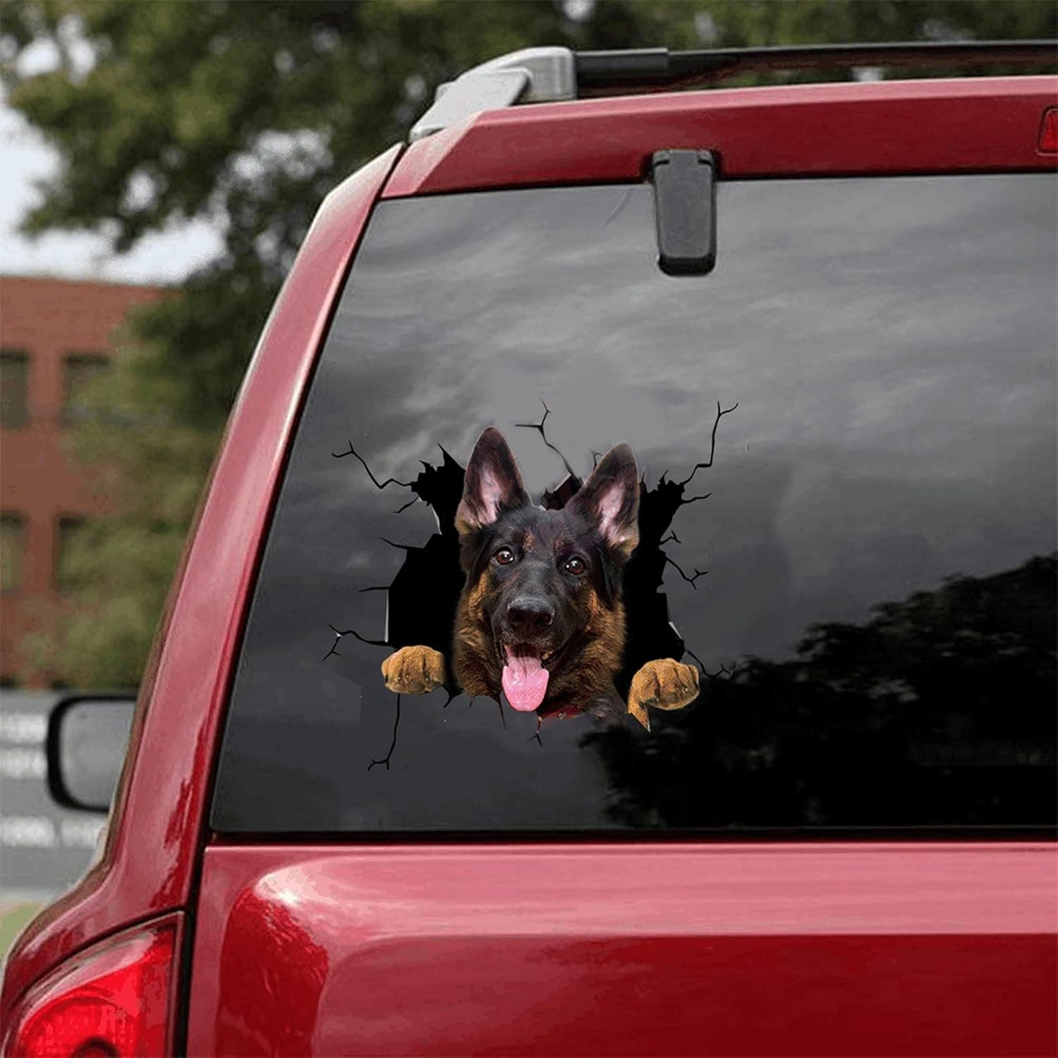 German Shepherd Crack Sticker Window Decal Sticker Cars Crack Decal Trucks Vans Walls Laptops (6x9)