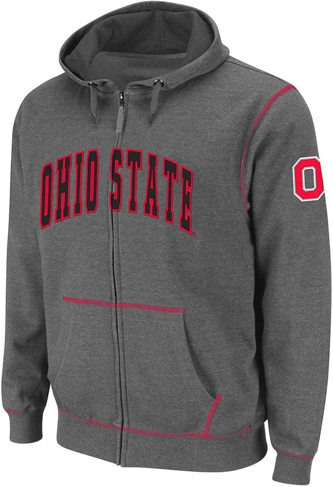 NCAA Ohio State Buckeyes Men's Blackout Full-Zip Fleece Hoodie