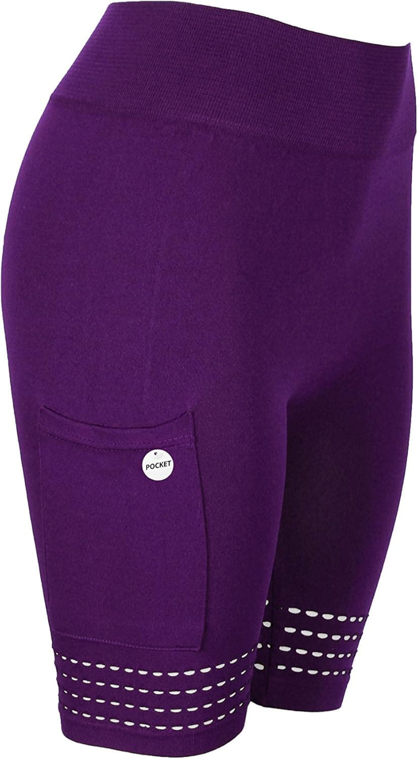 Crush Women's Seamless Cutout Shorts with Pocket, Size 1X/2X, Purple