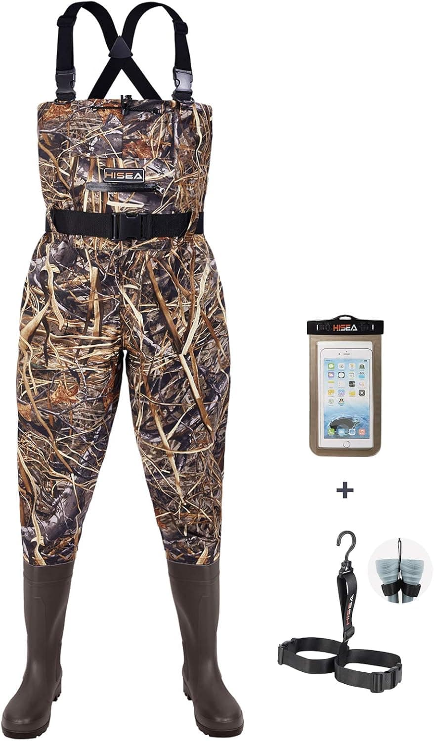 HISEA Upgrade Chest Waders Fishing Waders for Men with Boots Waterproof Lightweight Bootfoot Cleated 2-Ply Nylon/PVC