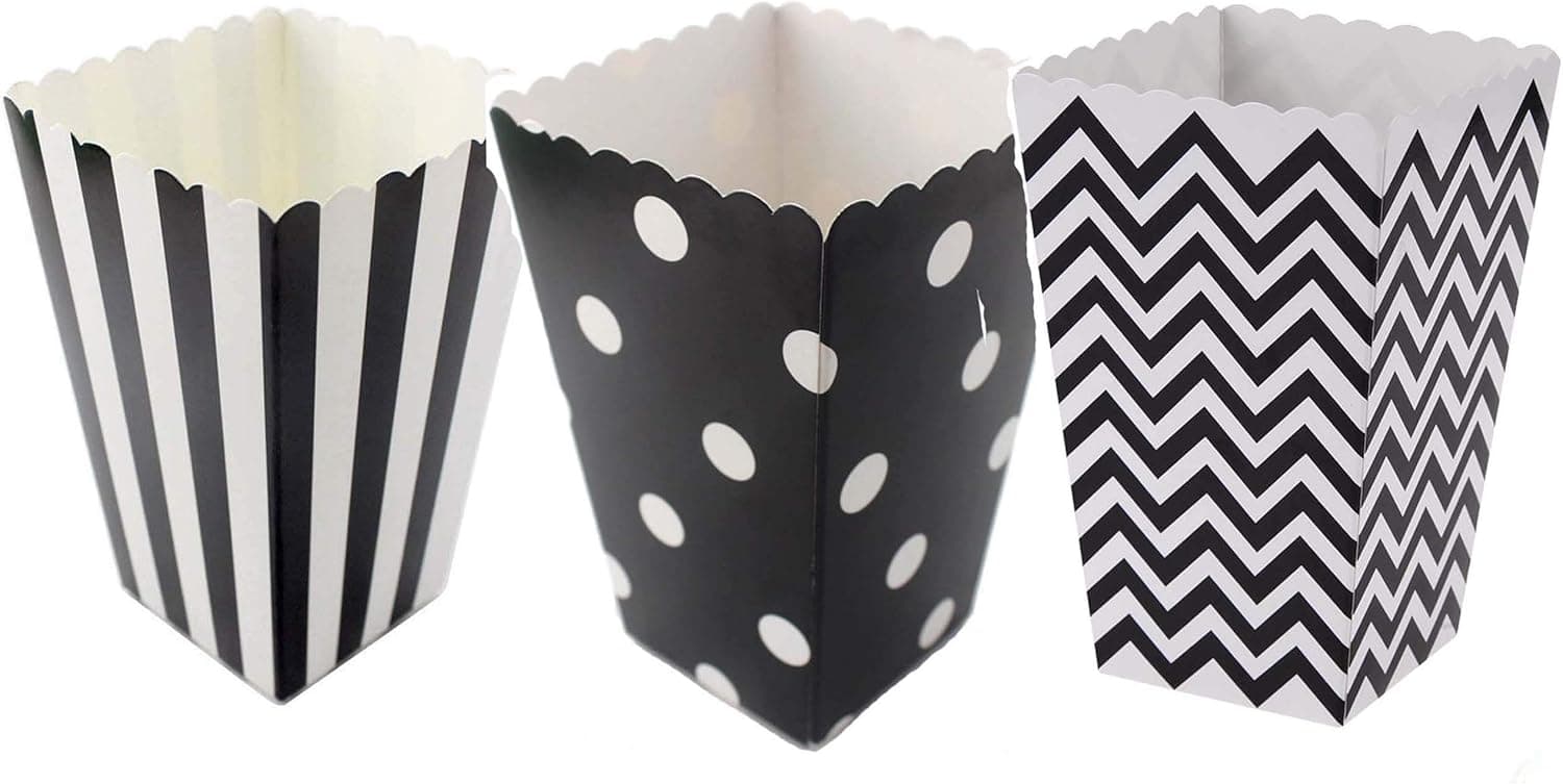 100 Pack Black Popcorn Favor Boxes Mini Popcorn Boxes Cardboard Candy Container Mini Paper Popcorn Bags and Snack Containers Small Popcorn Boxes Mini Popcorn Boxes for Party (5 x 3 x 2)