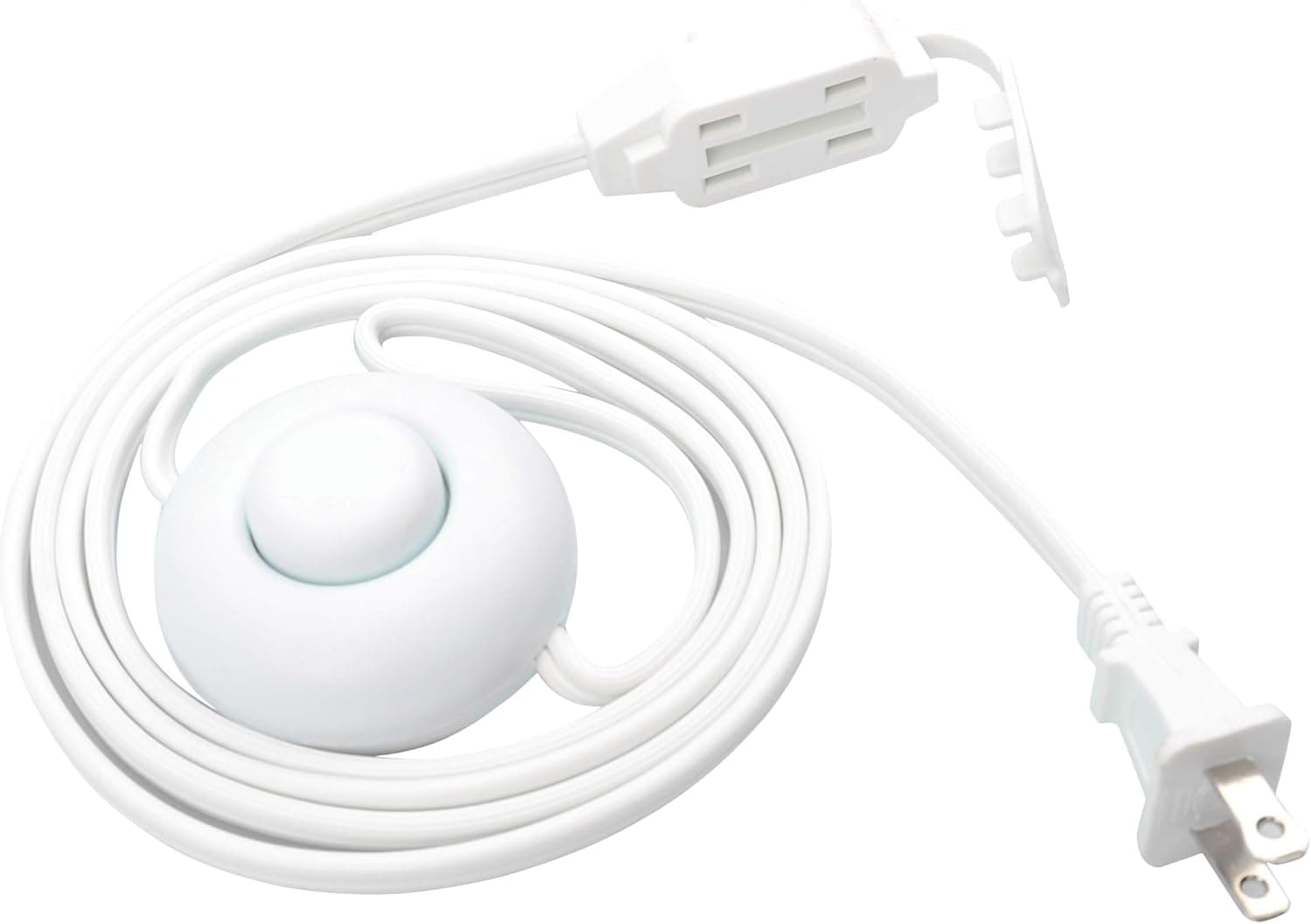 Extension Power Cord with Switch On/Off and 3 Electrical Power Outlets with Hand/Foot Switch, 12 Feet 16 AWG 13 amps, 1625 watts, UL Listed by ClearMax (White)