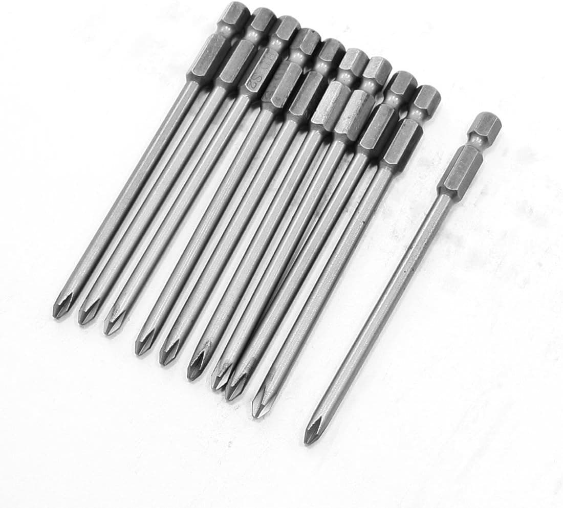 uxcell Magnetic 4.5mm PH1 Phillips Cross Head Screwdriver Bits 100mm Long 10 Pcs