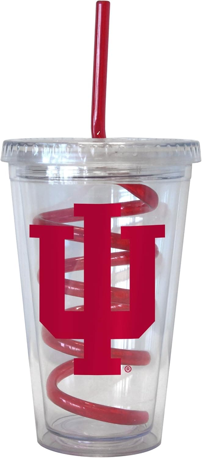 NCAA Indiana Hoosiers Tumbler with Swirl Straw, 16-ounce