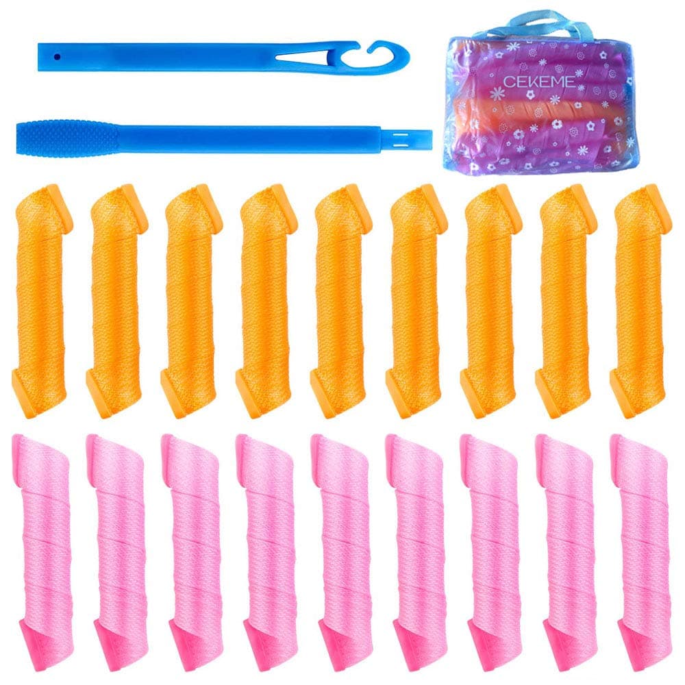Hair Curlers Heatless Spiral Hair Curlers No Heat Curls for Medium Long Hair (Spiral, 11.8 Inch(Pack of 36 Pink&Orange))