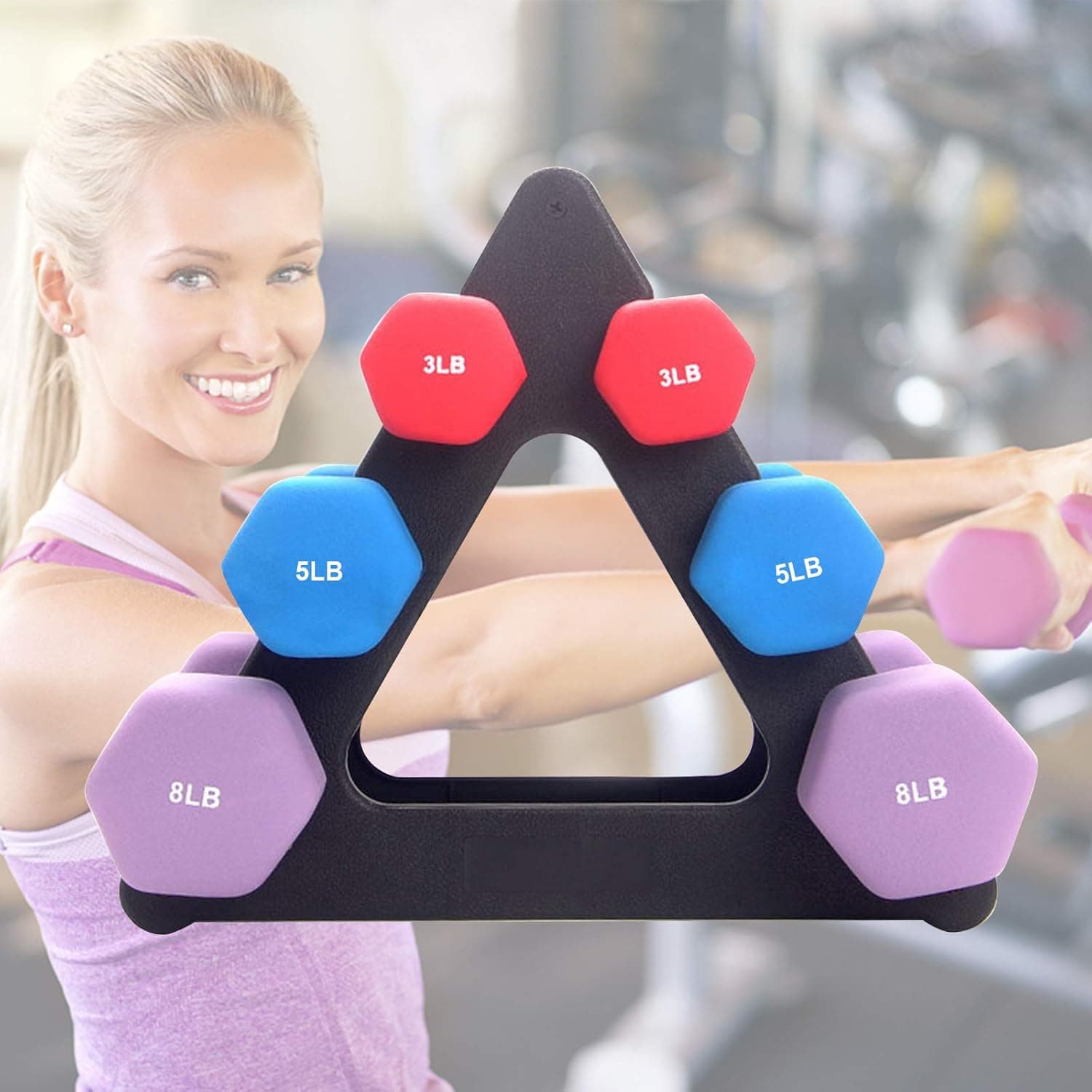 Broadsheet Dumbbell Rack, 3 Tier Dumbbell Set with Rack Household Dumbbell Triangular Rack Compact Dumbbell Holder Dumbbells Hand Weights Sets for Home Gym (Without Dumbbells)