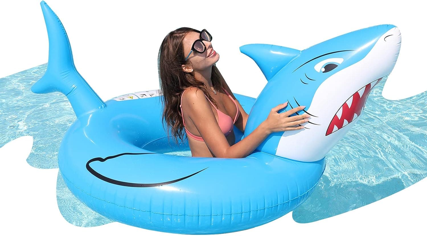 AirMyFun Inflatable Shark Pool Floats, Floaties Raft Lounge for Adult & Kids, Decorations Beach Swim Tubes for Summer
