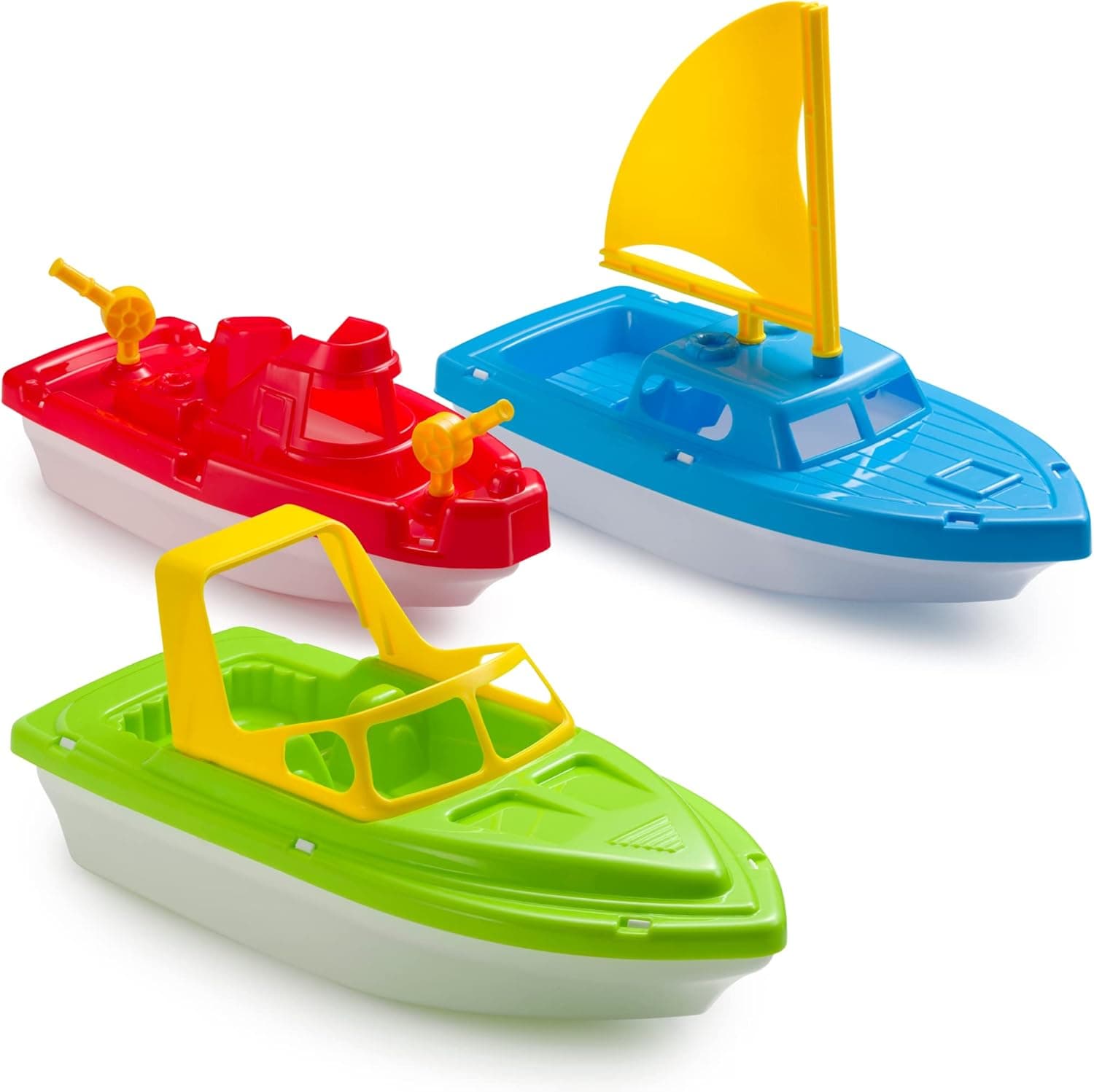 Dazzling Toys Toddler Bathtub Toys– Pool Toys – Swimming Bath Toys –Toy Boats for Bath – Floating Bath Toys – Gifts for Kids – Bath Accessories for Kids– 3 Pcs Set - Sail Boat/Fishing Boat/Fire Boat