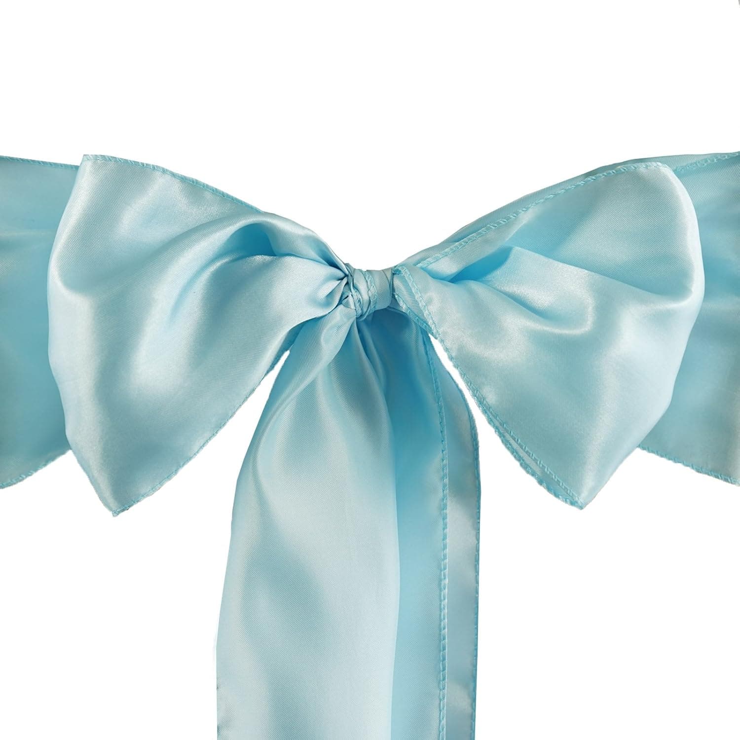 BalsaCircle 50 Light Blue Satin Chair Sashes Bows Ties for Wedding Decorations Party Supplies Events Chair Covers Decor Banquet Reception