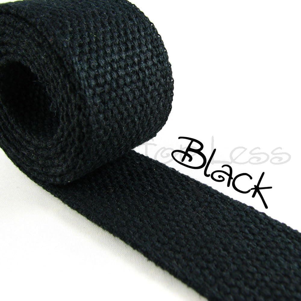 10 Yard Cotton Webbing - 1 1/4" Medium Heavy Weight -Black