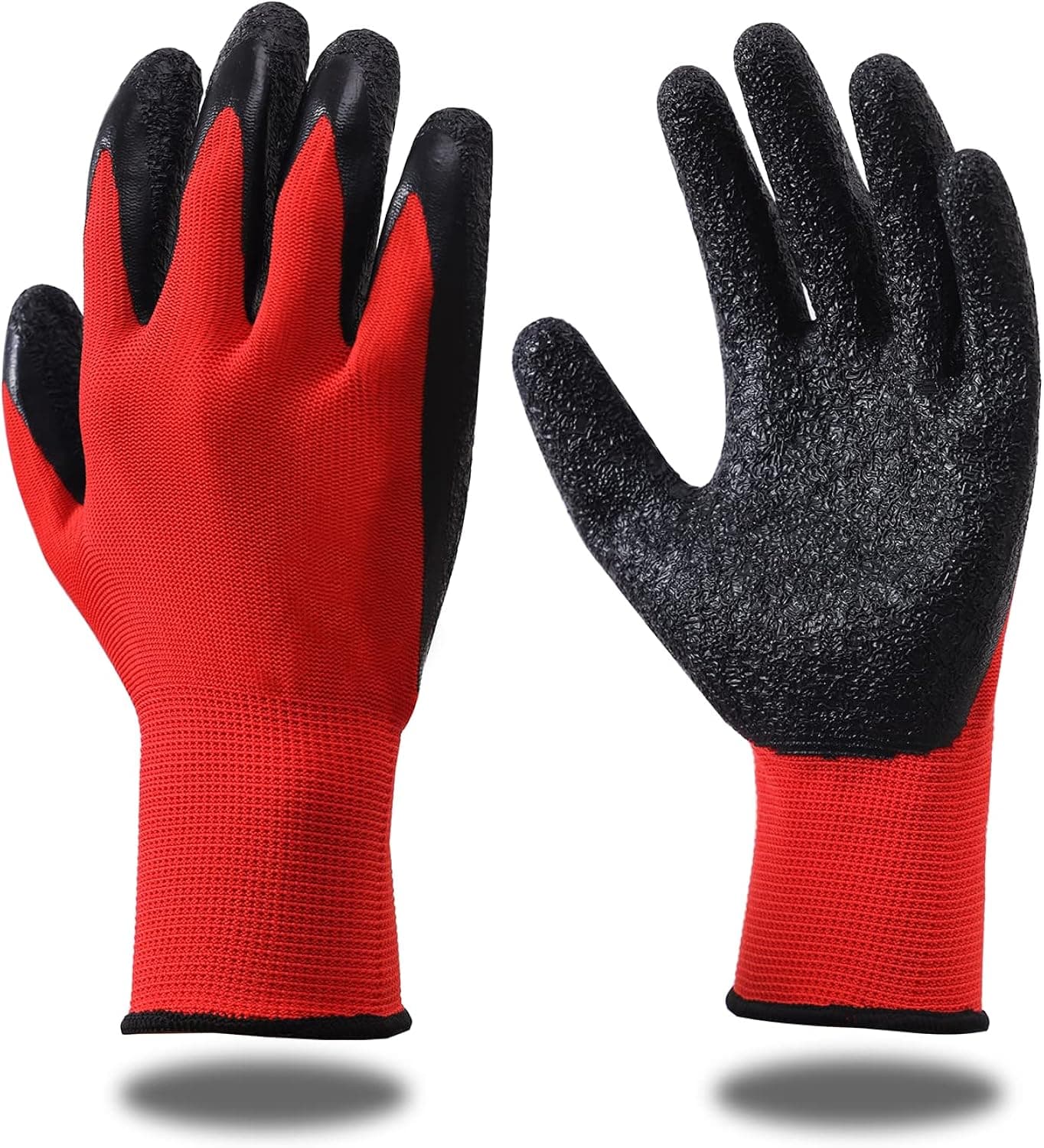 Egleson Safety Work Gloves with Latex Coated 6 or 12 Pairs, Anti-slip Cut Resistant Polyester Work Gloves for General Purpose