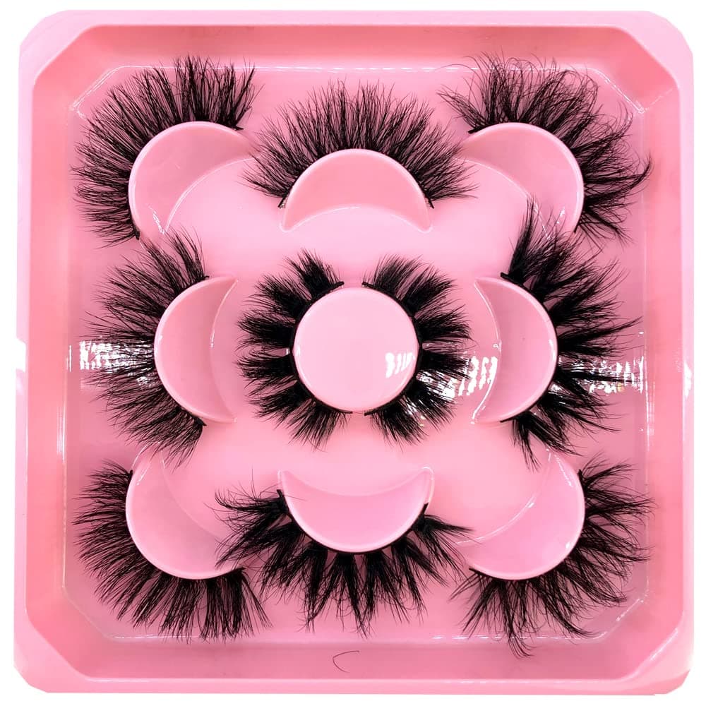 HBZGTLAD 5 Pairs 25 mm 3d Mink Lashes Bulk Faux with Custom Box Wispy Natural Mink Lashes Pack Short Wholesales Natural False Eyelashes (MN-5)