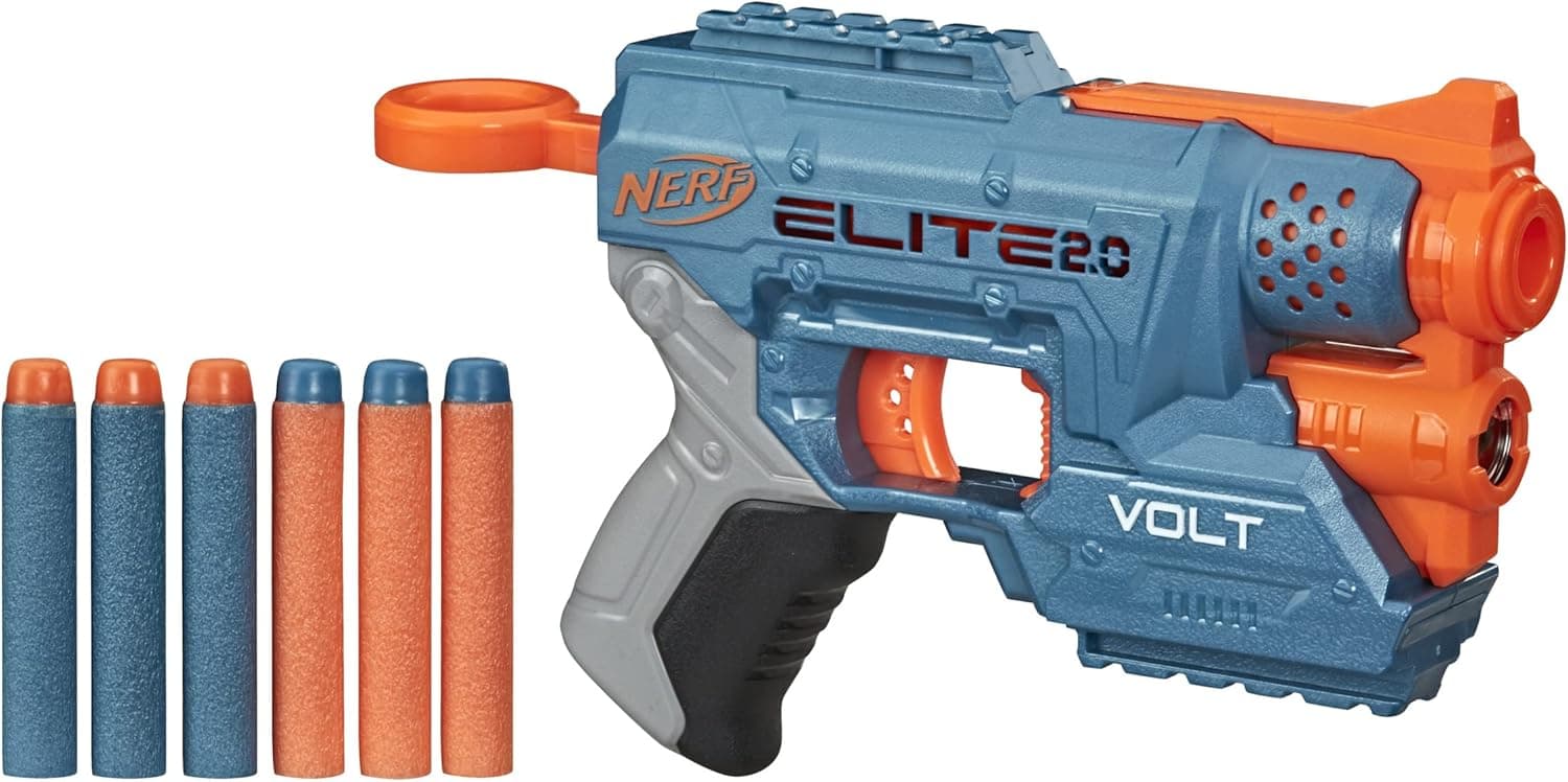 Nerf Elite 2.0 Volt SD-1 Blaster, 6 Official Nerf Darts, 2 Tactical Rails to Customize for Battle, Christmas Stocking Stuffers for Kids Ages 8 and Up