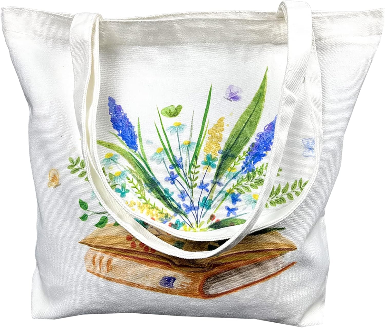 Lioying Canvas Tote Bag for Women, Reusable Grocery Bags Cute Tote Shoulder Bag Personalized Gifts with Zipper for Women Girl
