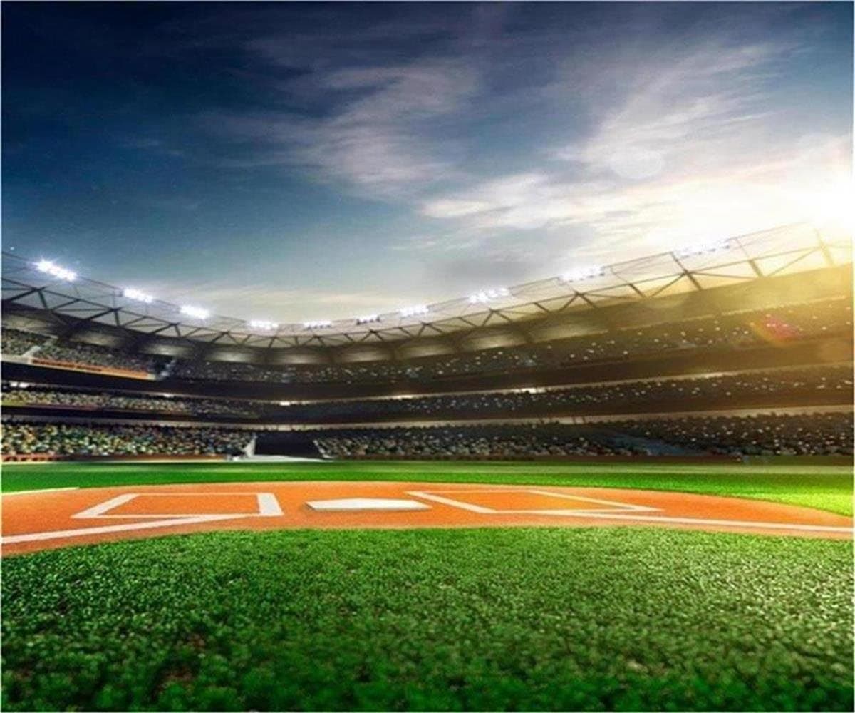 AOFOTO 12x10ft Baseball Ballpark Backdrop Baseball Field Photography Background Sports Game Stadium Bleachers Match Player Adult Kid Boy Man Girl Artistic Portrait Photo Studio Props Vinyl Wallpaper