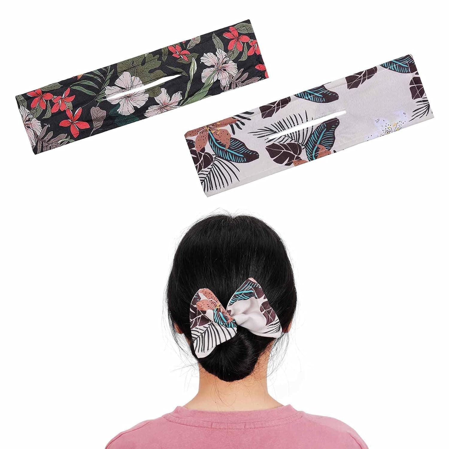 Deft Bun, Hair Bun Maker,Labato Deft Bun for Hair Elastic Bands Classy Multicolor Cloth Magic Clip Fashion Hair Bands Flexible Reusable Bun Crown Twister (2 piece)