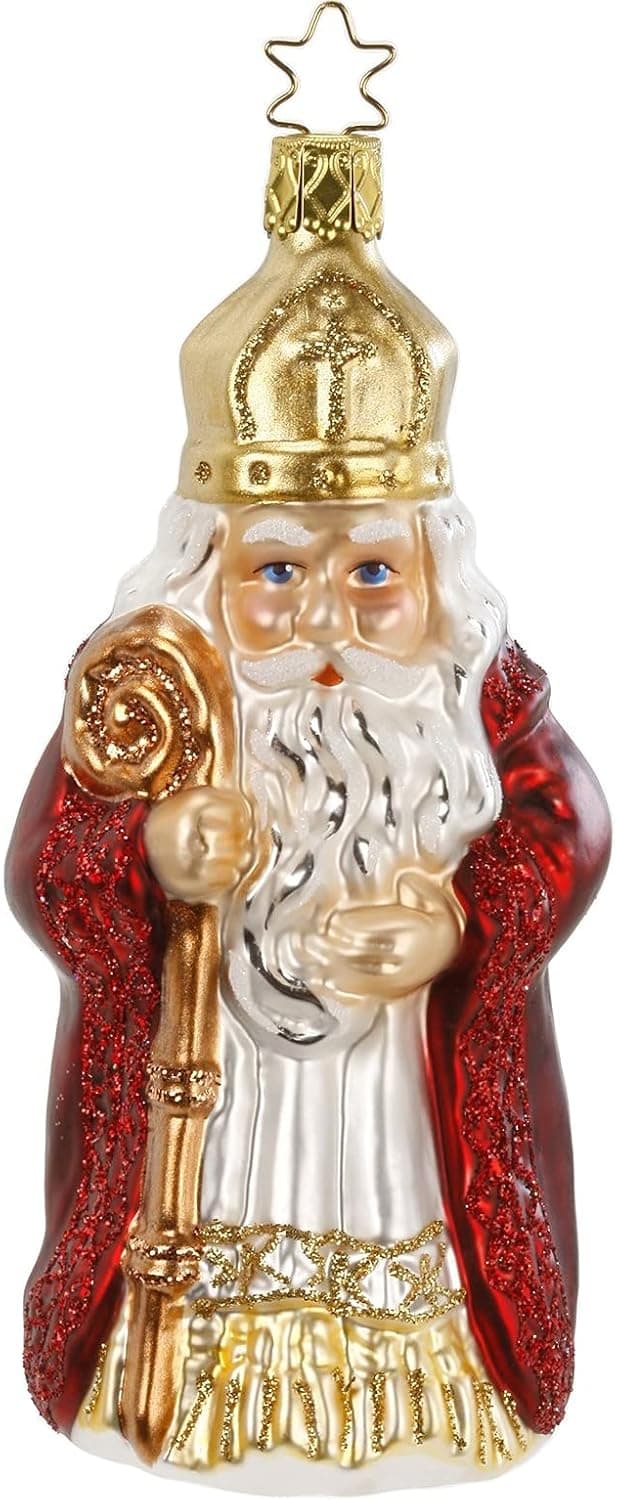 Inge Glas St. Nikolaus 1-007-14 IGM German Blown Glass Christmas Ornament Gift Box