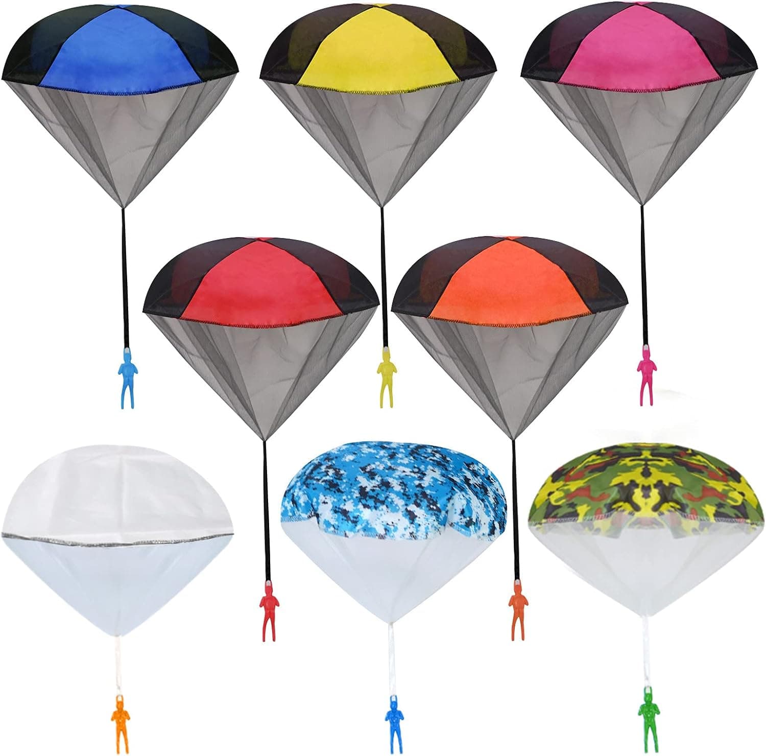 Laoyebaohao Parachute Toy, Tangle Free Throwing Toy Parachute, Outdoor Children's Flying Toys, No Battery nor Assembly Required (8 Pieces Set)