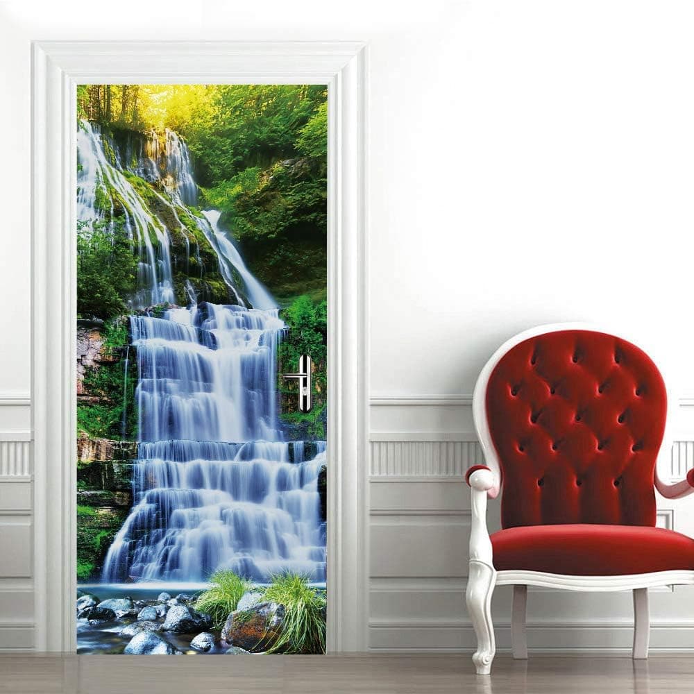 MUMOHO 3D Door Mural Green Door Office Art Door Stickers for Interior Doors, Bedroom Living Room Bathroom House Decoration 30.31"*78.74" …