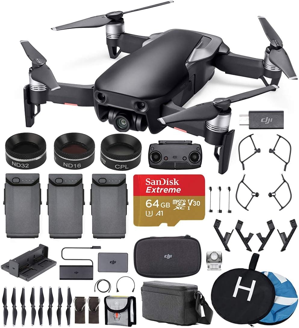 DJI Mavic Air Fly More Combo (Onyx Black) Ultimate Bundle - 3 Batteries, ND Filters, Extreme Memory Card, Landing Pad, Landing Gear and More