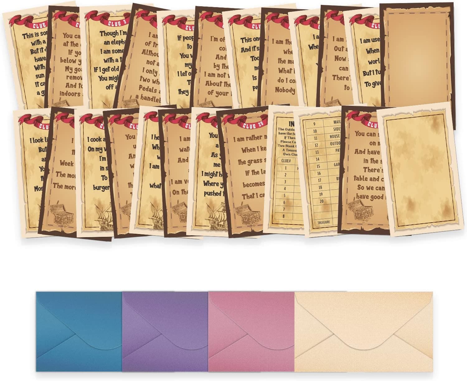 shupai Outdoor Scavenger Hunt (24 Cards with Envelopes), Pirate Scavenger Hunt for Teenagers, Birthday Events, Party Games(XBK010E)